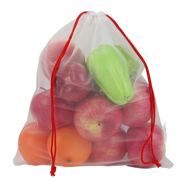 Eco-vriendelijke netzakken met trekkoord voor fruitgroenten